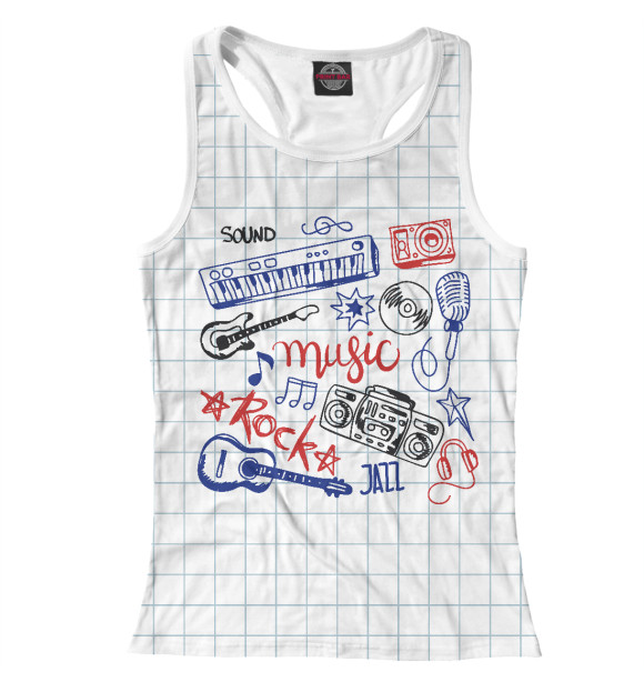 Женская майка-борцовка с изображением Music цвета Белый