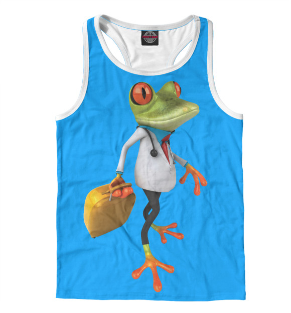 Мужская майка-борцовка с изображением Лягуша-врач цвета Белый