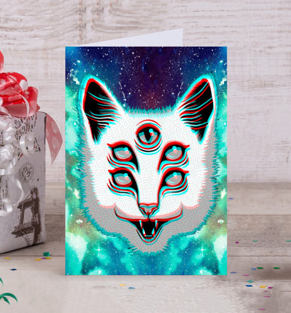 Открытка с изображением HypnoCat цвета Белый