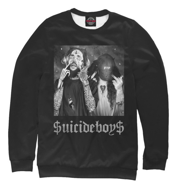 Мужской свитшот с изображением SUICIDEBOYS цвета Белый