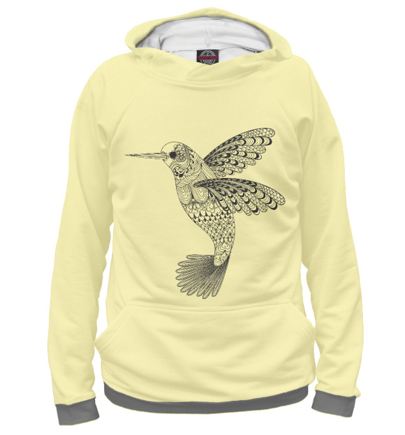 Женское худи с изображением Колибри цвета Белый