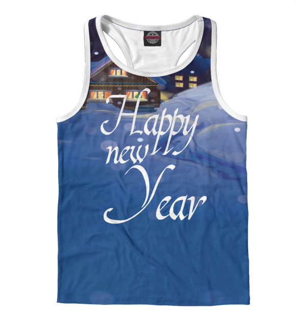 Мужская майка-борцовка с изображением Happy new Year цвета Белый