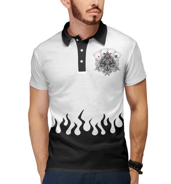 Мужское поло с изображением Покер цвета Белый