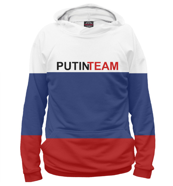 Женское худи с изображением Putin Team цвета Белый