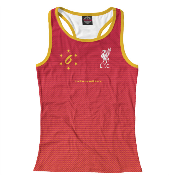 Женская майка-борцовка с изображением Ливерпуль - 6 кратные! цвета Белый