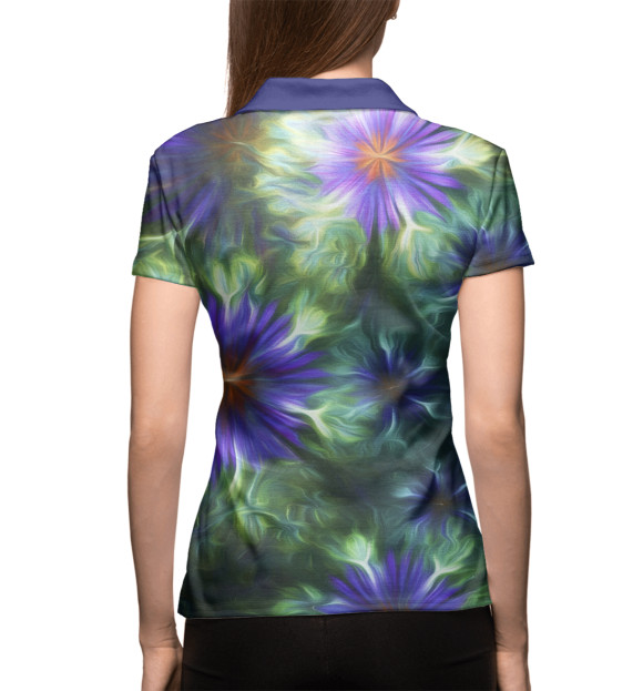 Женское поло с изображением Василёк цвета Белый