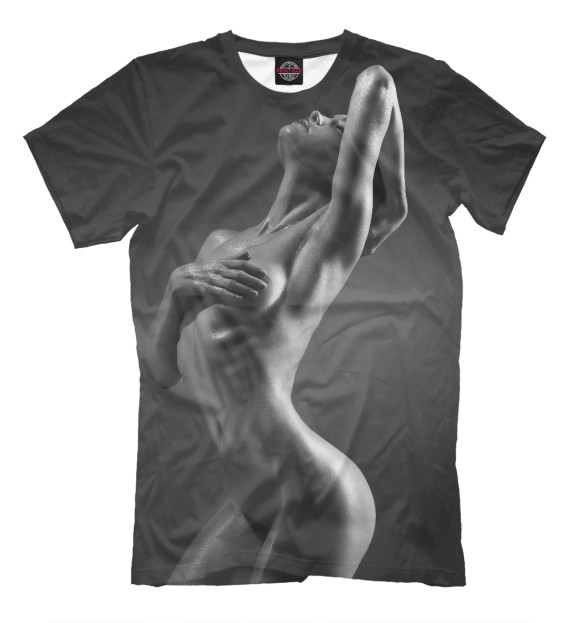 Мужская футболка с изображением Девушка цвета Серый