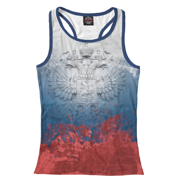 Женская майка-борцовка с изображением Объемный Герб России цвета Белый