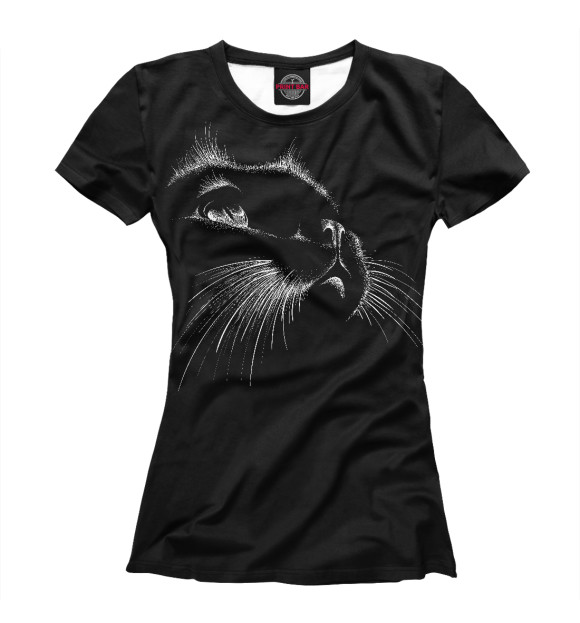 Женская футболка с изображением Cat цвета Белый