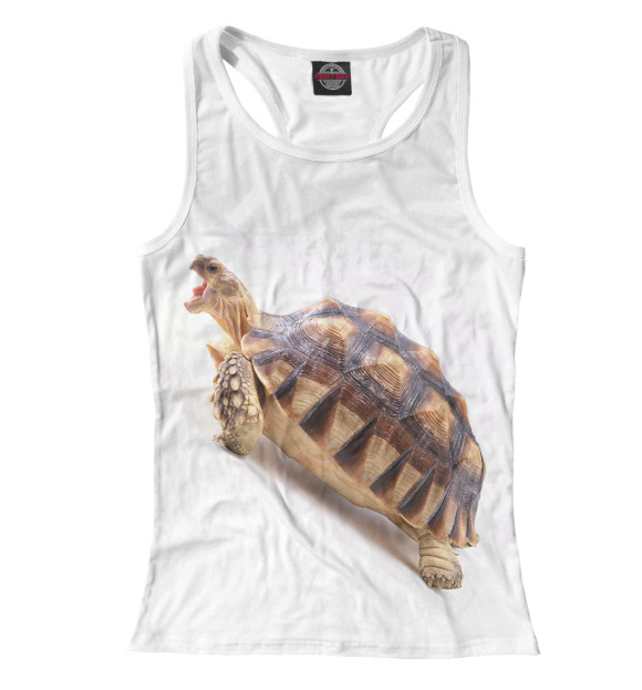 Женская майка-борцовка с изображением Черепаха цвета Белый