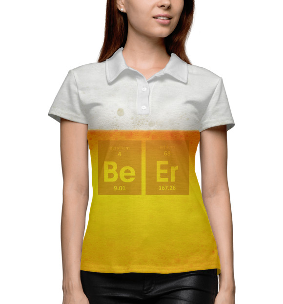 Женское поло с изображением Beer цвета Белый