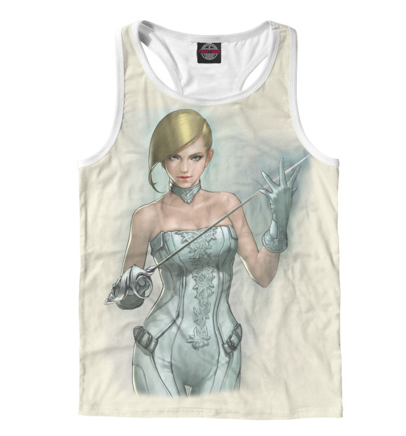 Мужская майка-борцовка с изображением Девушка с рапирой цвета Белый