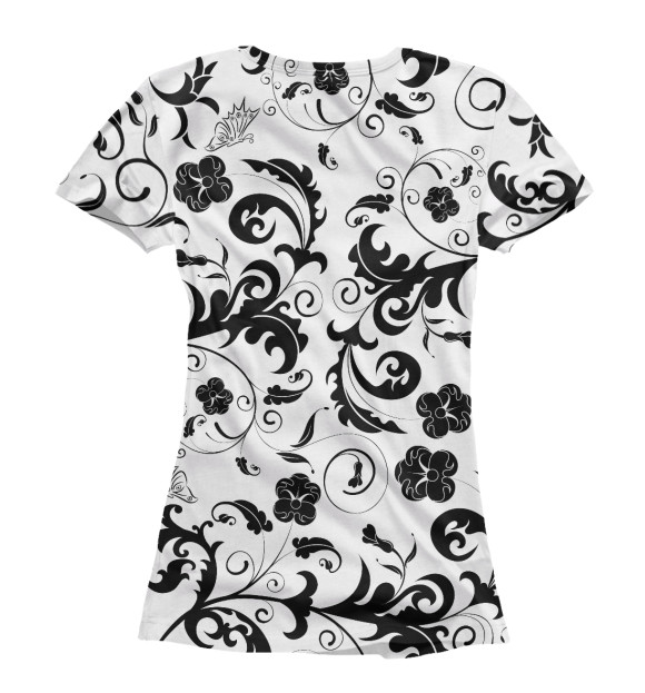 Футболка для девочек с изображением White'n'Black  Flowers цвета Белый