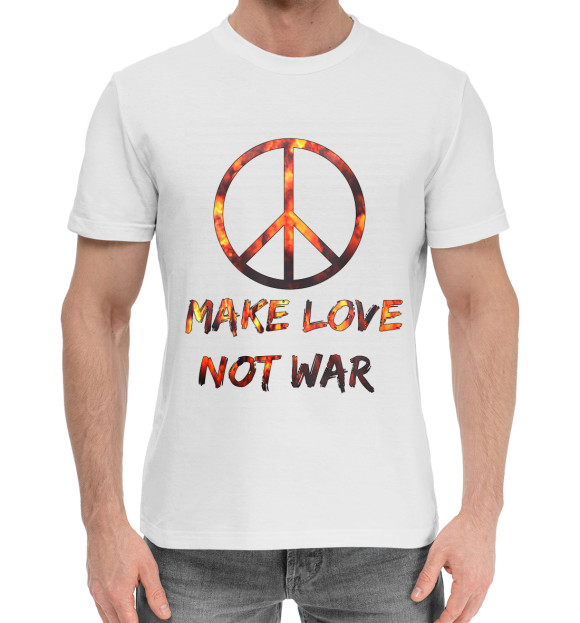 Мужская хлопковая футболка с изображением Воинствующий хиппарь цвета Белый