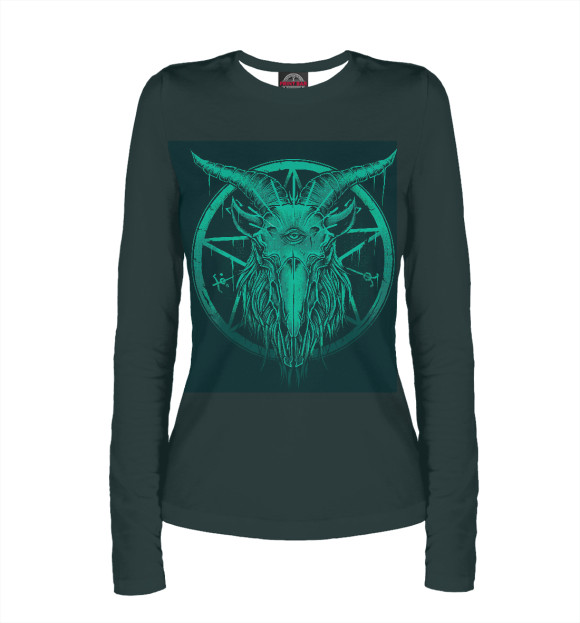 Женский лонгслив с изображением Baphomet цвета Белый