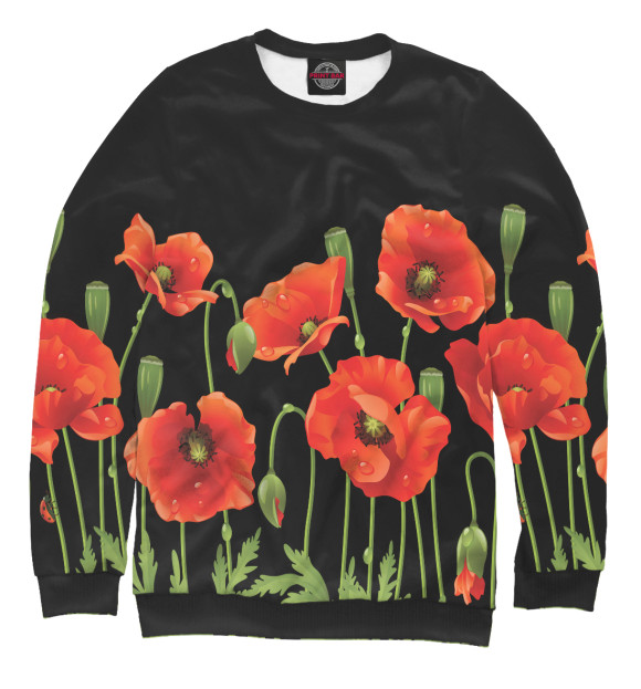 Женский свитшот с изображением Маки цвета Белый