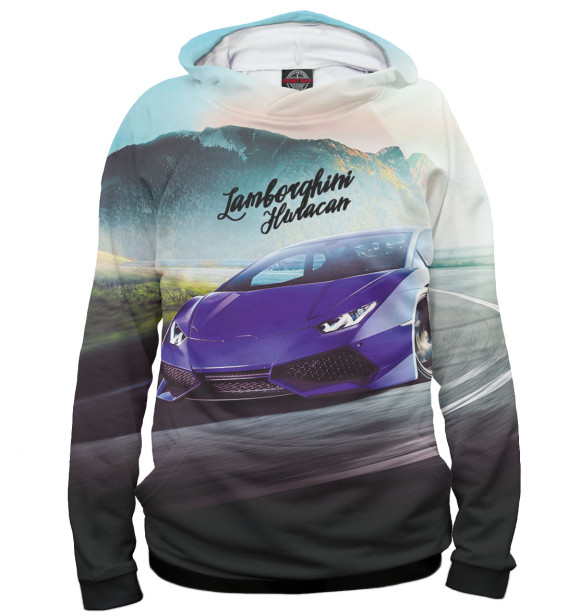 Женское худи с изображением Lamborghini Huracan цвета Белый