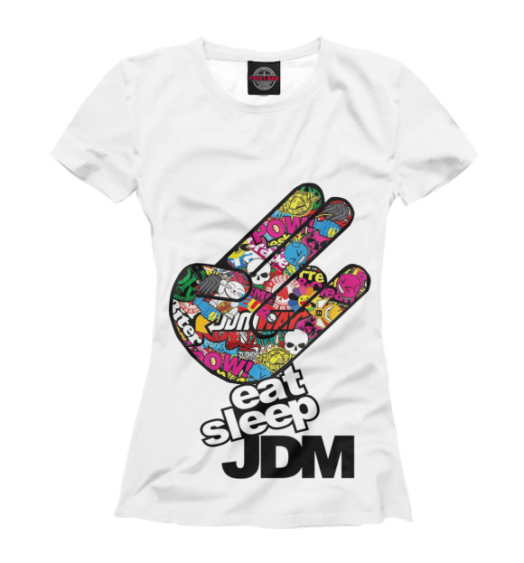 Женская футболка с изображением Eat Sleep JDM цвета Белый