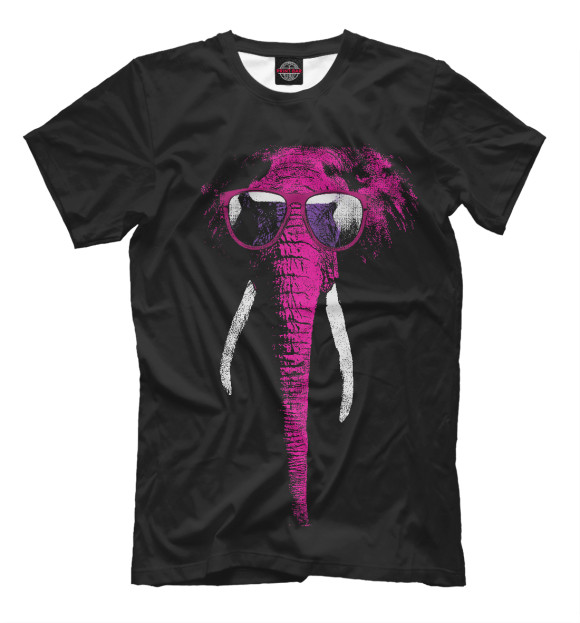 Мужская футболка с изображением Слон цвета Черный