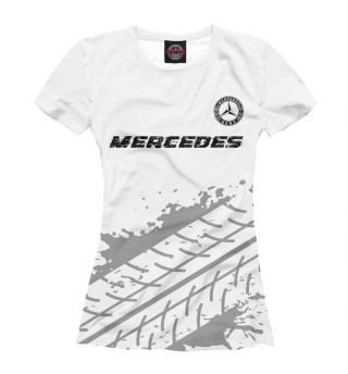 Женская футболка Mercedes Speed Шины (белый фон)