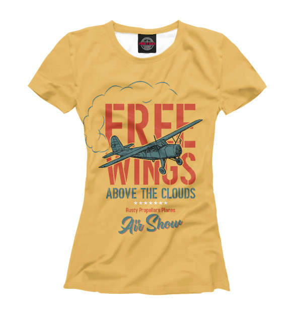 Женская футболка с изображением Free Wings цвета Белый