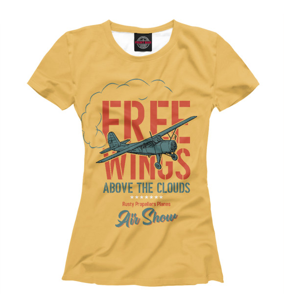 Женская футболка с изображением Free Wings цвета Белый