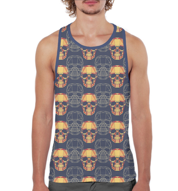 Мужская майка-борцовка с изображением Черепа цвета Белый