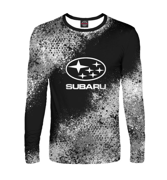 Мужской лонгслив с изображением Subaru splatter цвета Белый