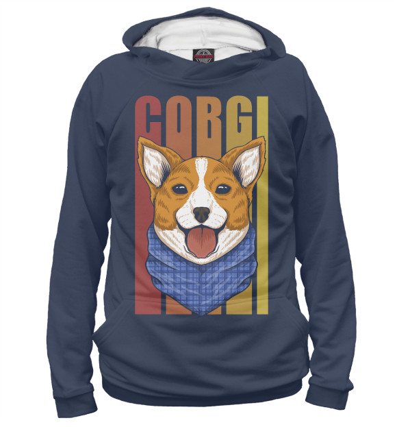 Худи для девочки с изображением CORGI цвета Белый