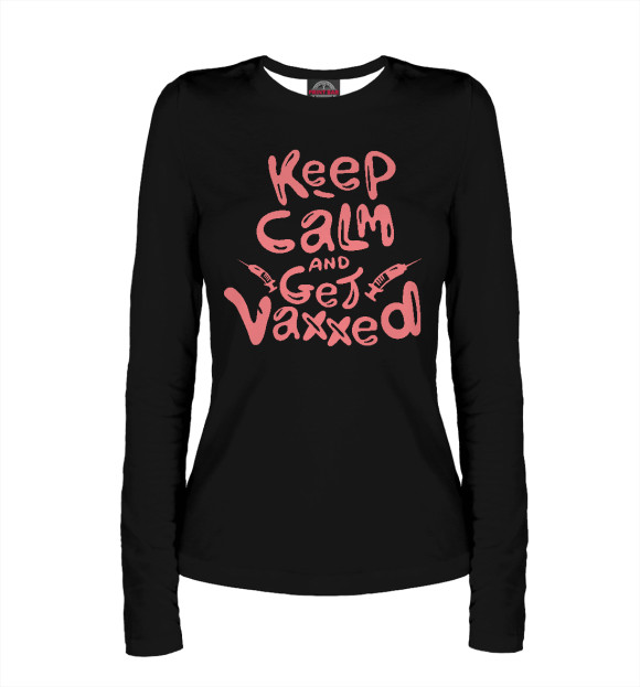 Женский лонгслив с изображением Вакцинируйся цвета Белый