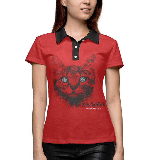 Женское поло с притом We Butter the Bread with Butter цвета Белый Женское поло с изображением We Butter the Bread with Butter цвета Белый