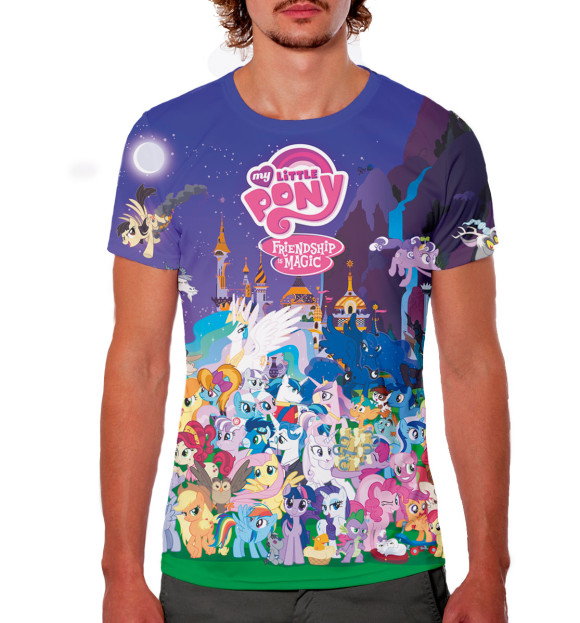 Мужская футболка с изображением My Little Pony цвета Белый