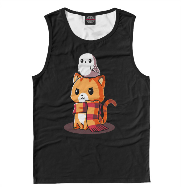 Майка для мальчика с изображением Кот Волшебник цвета Белый