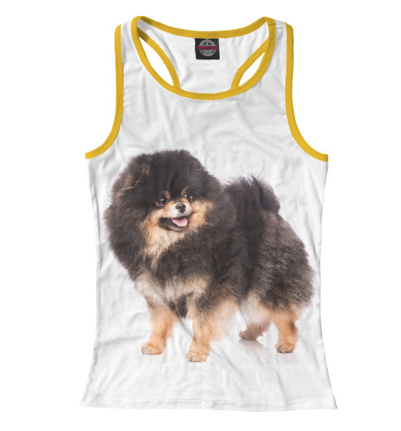 Женская майка-борцовка с изображением Шпиц цвета Белый