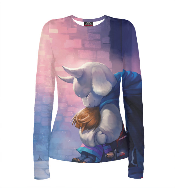 Женский лонгслив с изображением Обнимашки цвета Белый