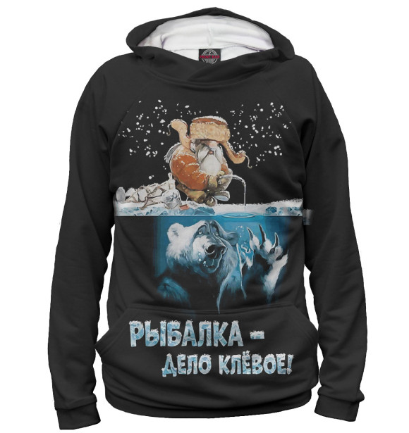 Женское худи с изображением Рыбалка - дело клевое цвета Белый