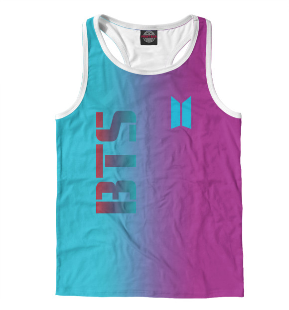 Мужская майка-борцовка с изображением BTS цвета Белый