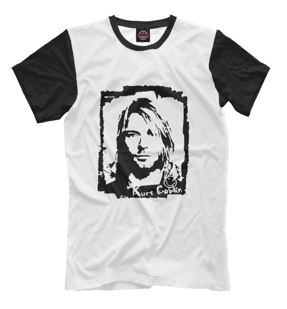 Мужская футболка с изображением Курт Кобейн цвета Молочно-белый