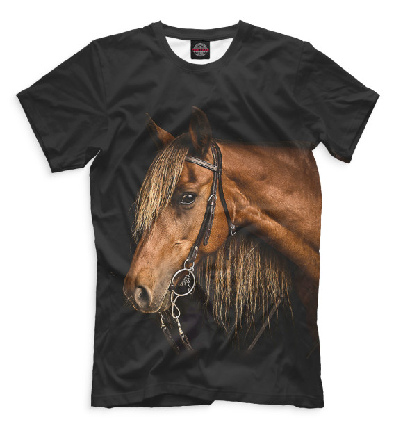 Мужская футболка с изображением Лошади цвета Черный