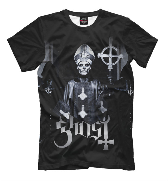 Футболка для мальчиков с изображением Ghost цвета Черный