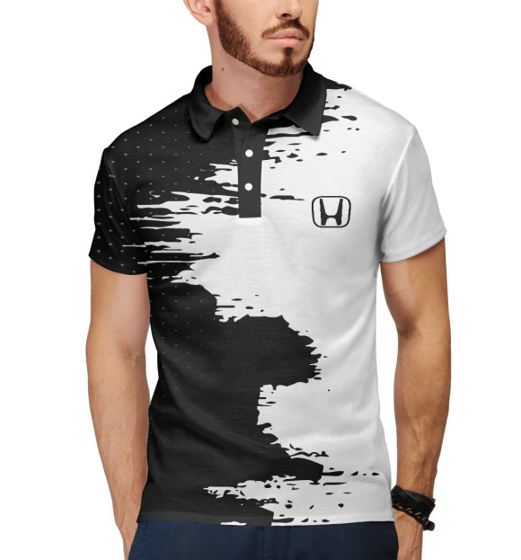 Мужское поло с изображением HONDA sport цвета Белый