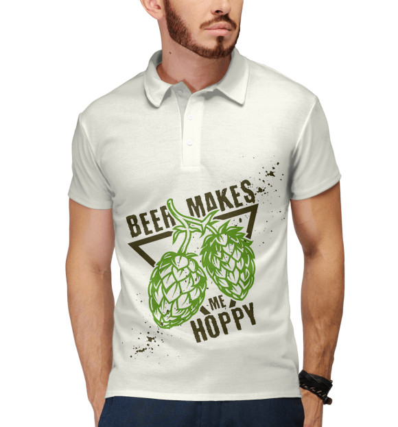Мужское поло с притом Пиво цвета Белый Мужское поло с изображением Пиво цвета Белый