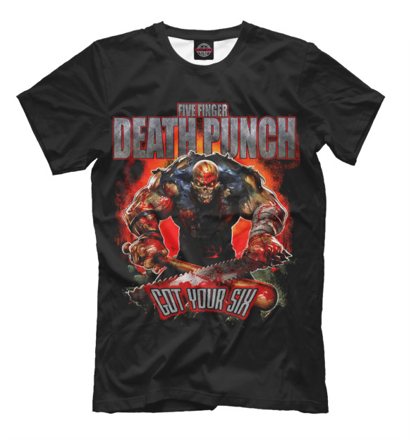 Мужская футболка с изображением Five Finger Death Punch Got Your Six цвета Черный
