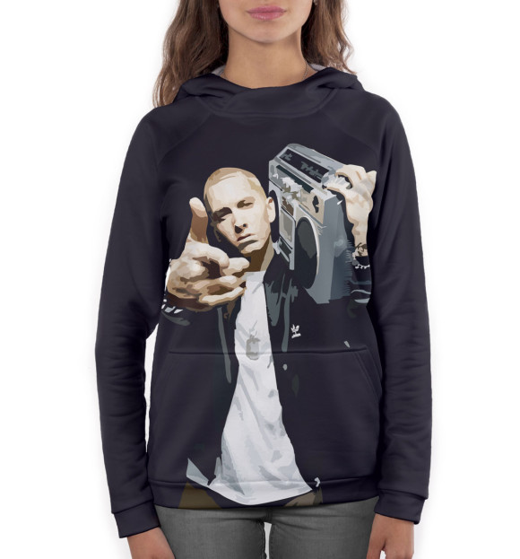 Женское худи с изображением Eminem цвета Белый