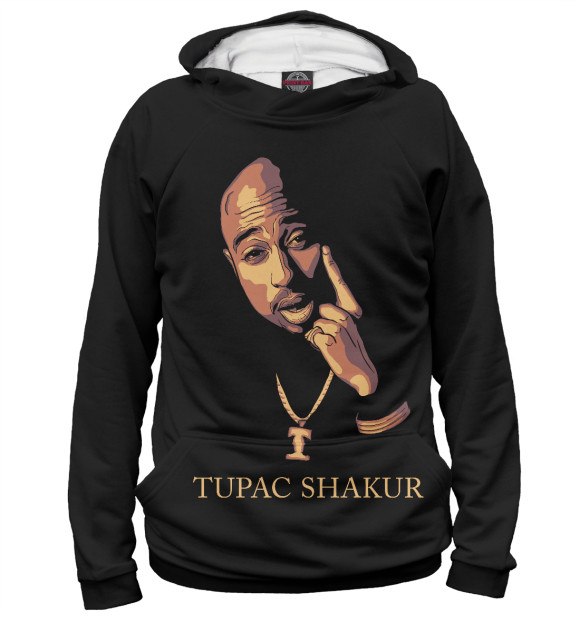 Мужское худи с изображением TUPAC SHAKUR цвета Белый