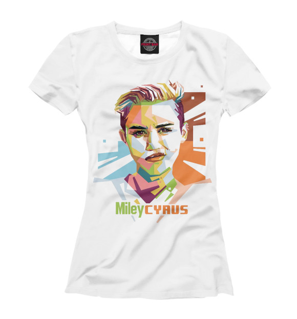 Женская футболка с изображением Miley Cyrus цвета Белый