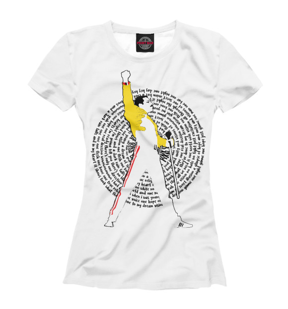 Женская футболка с изображением One Vision Freddie Mercury цвета Белый