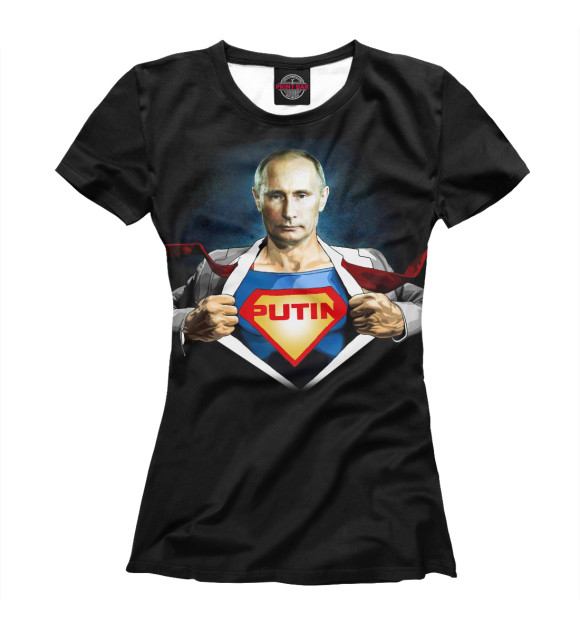 Женская футболка с изображением Superputin цвета Белый