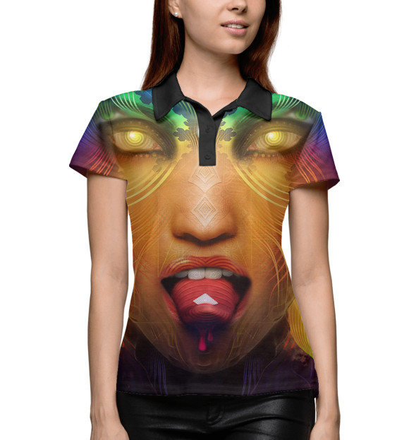 Женское поло с изображением liquid цвета Белый