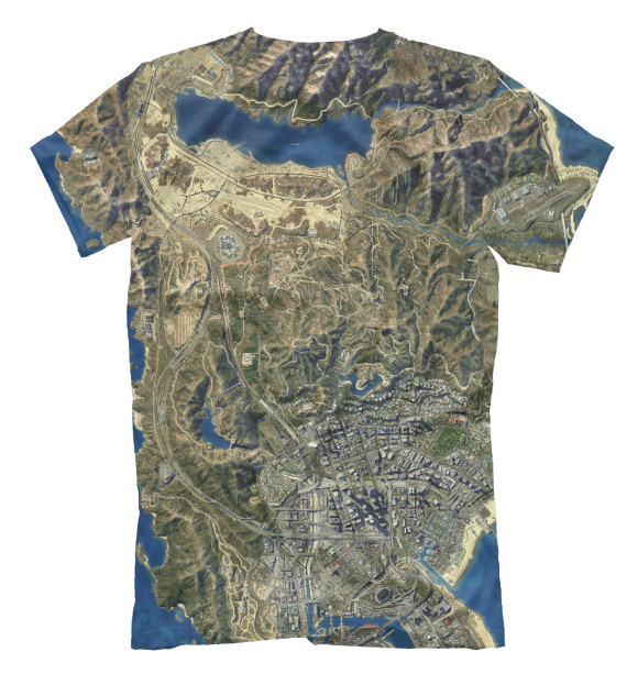 Мужская футболка с изображением Карта GTA V цвета Белый